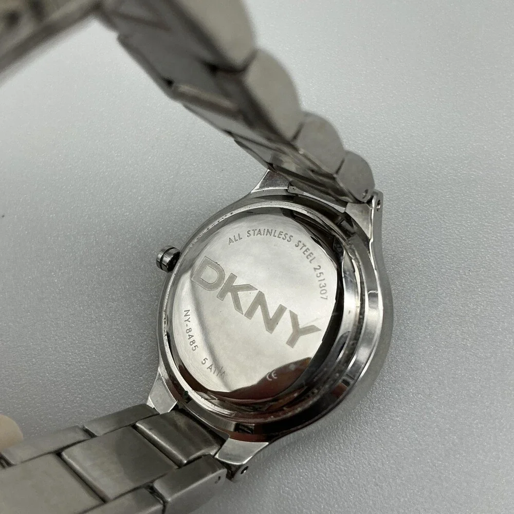 DKNY NY-8485 Women Watch 29mm MOP Dial Crystal Bezel Stainless New Battery 6.25
